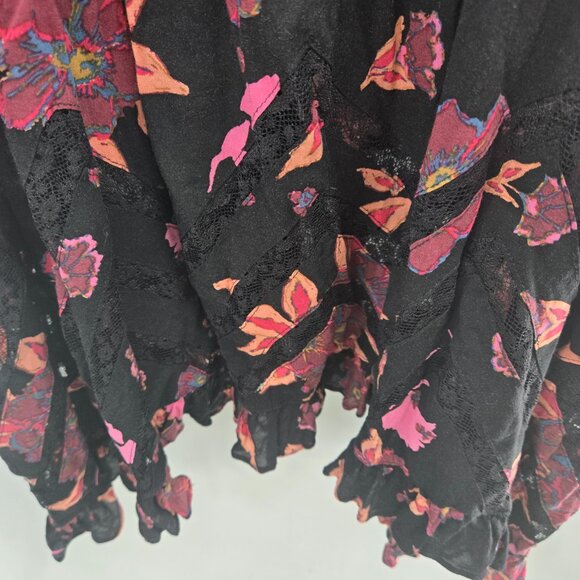 Intimately Free People Black Pink Lace Trapeze Voile Mini Slip Dress XS - Picture 5 of 12